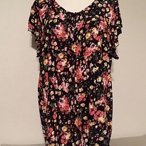 Susan Betro black with floral top, cap sleeves  2x